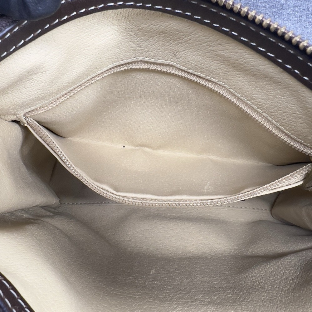 5/A Baker Blanket Cosmetic Toiletry Bag Brown Leather Wool Plaid - Picture 9 of 14